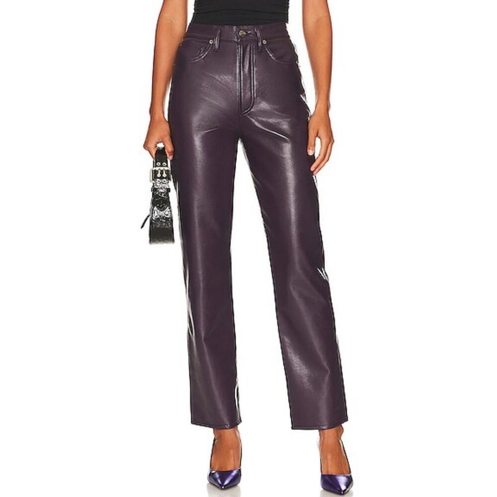 Agolde 90s pinch Recycled leather pants in Night Shade purple eggplant